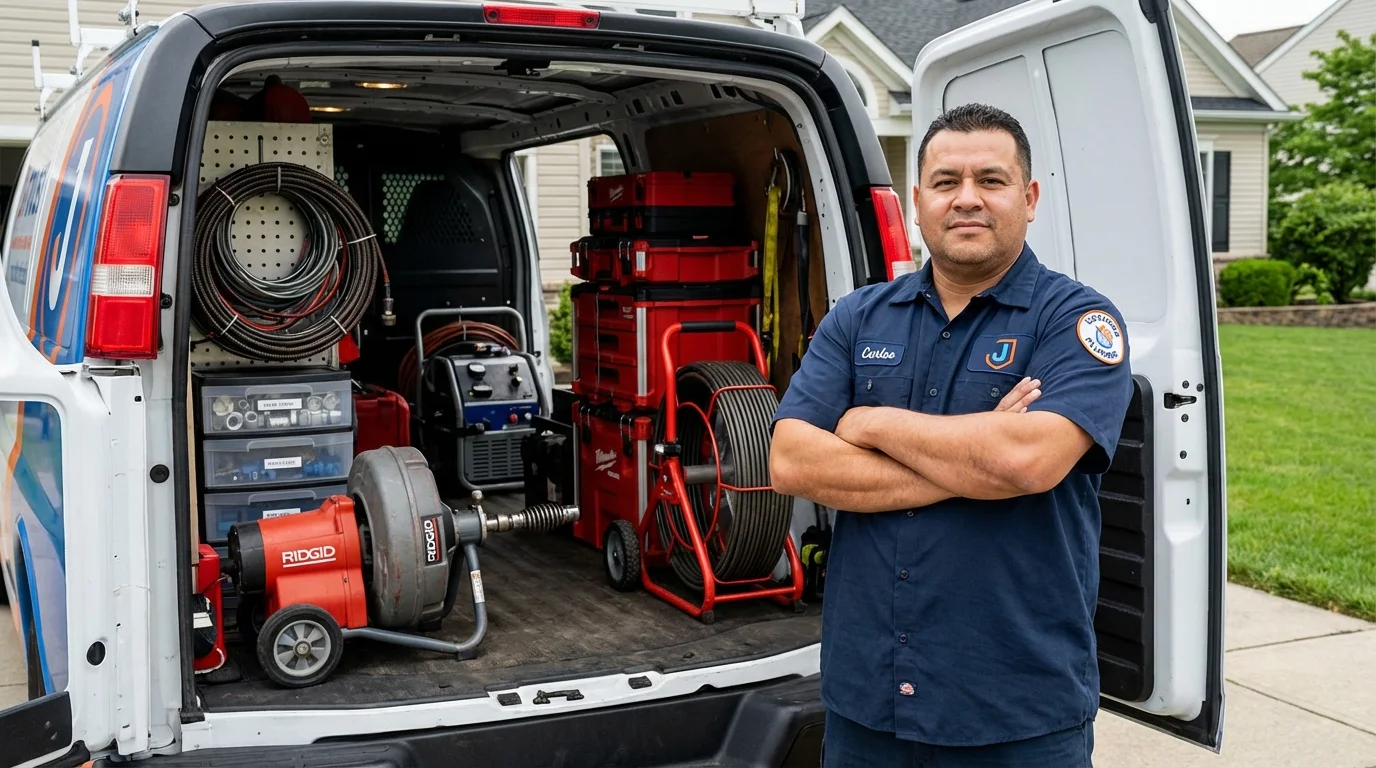 Professional drain cleaning equipment and Johns Plumbing LLC plumber in Blackville