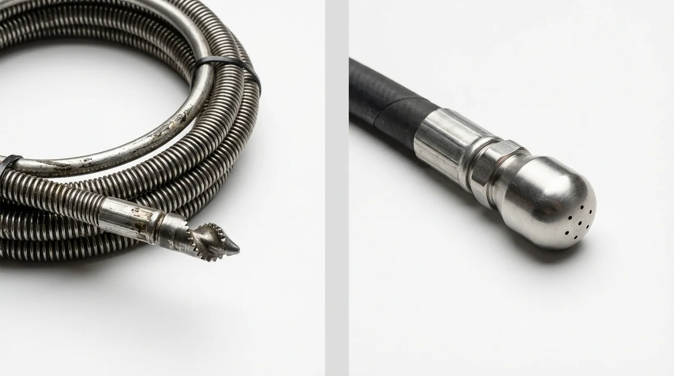 Drain snake cable and hydro jetting nozzle used for drain cleaning in Blackville, SC
