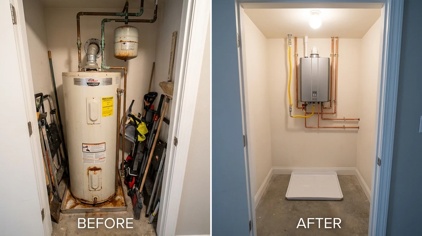 Tank water heater versus wall-mounted tankless unit comparison for Blackville, SC homeowners